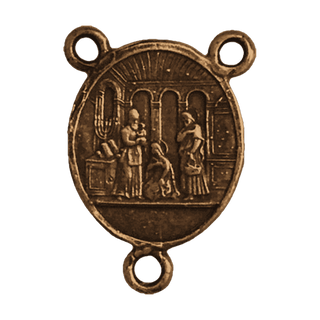 Vintage Bronze First Sorrow Rosary Center, Presentation