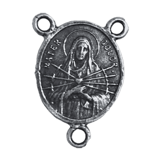 Vintage Sterling Silver First Sorrow Rosary Center, Presentation — reverse