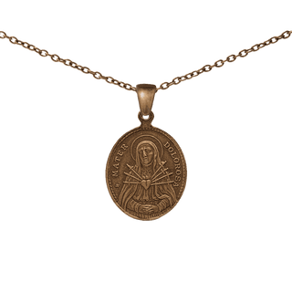 Vintage Bronze Seven Sorrows Medal, Mater Dolorosa