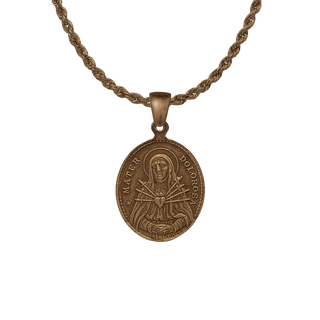 Vintage Bronze Seven Sorrows Medal, Mater Dolorosa