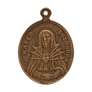 Vintage Bronze Seven Sorrows Medal, Mater Dolorosa
