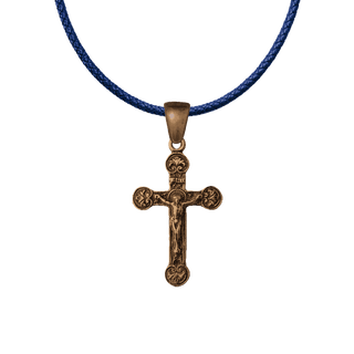 Vintage Bronze Delicate Crucifix with Flowered Points