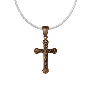 Vintage Bronze Delicate Crucifix with Flowered Points