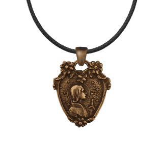 Vintage Bronze Haloed Maiden Medal with Stars and Flowers