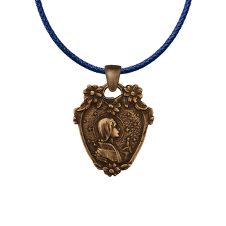 Vintage Bronze Haloed Maiden Medal with Stars and Flowers