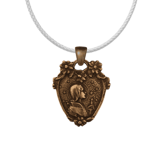 Vintage Bronze Haloed Maiden Medal with Stars and Flowers