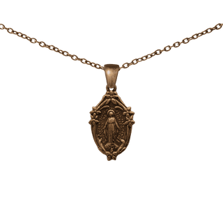 Vintage Bronze Small Mary with Lilies Miraculous Medal