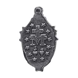 Vintage Sterling Silver Small Mary with Lilies Miraculous Medal — reverse
