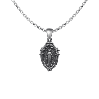 Vintage Sterling Silver Small Mary with Lilies Miraculous Medal