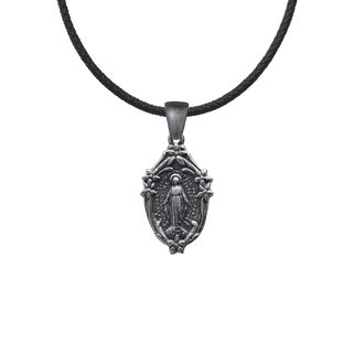 Vintage Sterling Silver Small Mary with Lilies Miraculous Medal