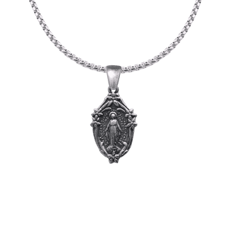 Vintage Sterling Silver Small Mary with Lilies Miraculous Medal
