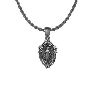 Vintage Sterling Silver Small Mary with Lilies Miraculous Medal