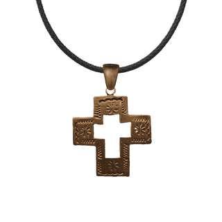 Vintage Bronze Southwest Cutout Cross, Stamped Arms