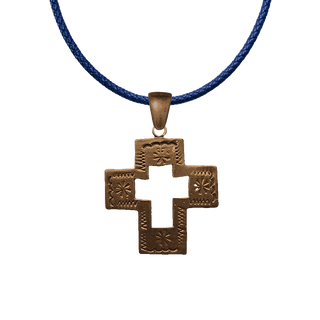 Vintage Bronze Southwest Cutout Cross, Stamped Arms