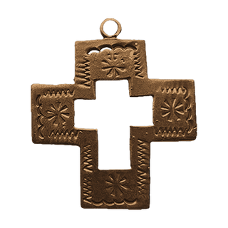 Vintage Bronze Southwest Cutout Cross, Stamped Arms