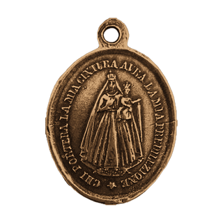 Vintage Bronze St. Andrew and Our Lady of the Girdle Medal — reverse