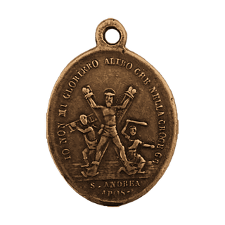 Vintage Bronze St. Andrew and Our Lady of the Girdle Medal