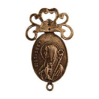 Vintage Bronze St. Patrick and St. Bridget Rosary Center — reverse
