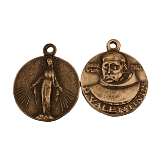 Vintage Bronze Servus Dei Valentinus and Our Lady Medal