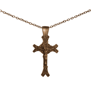 Vintage Bronze Crucifix with Stars and Split Terminals