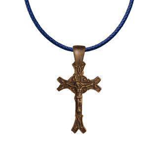 Vintage Bronze Crucifix with Stars and Split Terminals