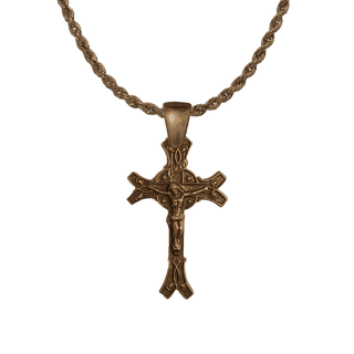 Vintage Bronze Crucifix with Stars and Split Terminals