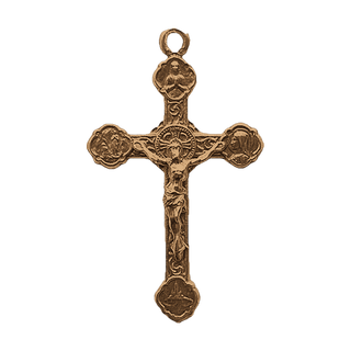 Vintage Bronze Lourdes Crucifix with Apparition Medallions