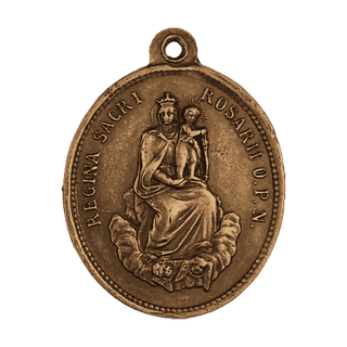 Vintage Bronze St. Dominic and Queen of the Holy Rosary Medal — reverse