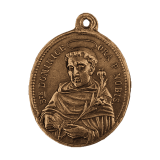 Vintage Bronze St. Dominic and Queen of the Holy Rosary Medal