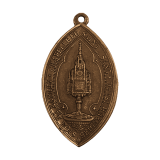 Vintage Bronze St. Norbert Medal, Chapel of the Holy Blood — reverse