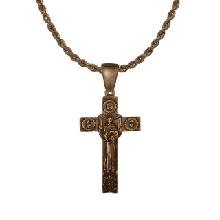 Vintage Bronze Franciscan Cross, Ecce Crucem Domini