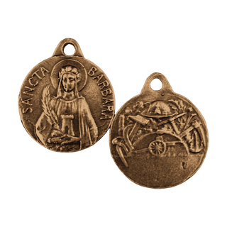 Vintage Bronze St. Barbara Medal with Artillery Reverse