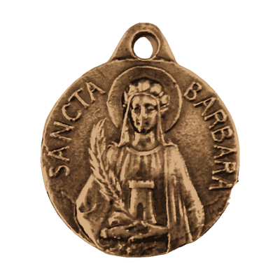 Vintage Bronze St. Barbara Medal with Artillery Reverse