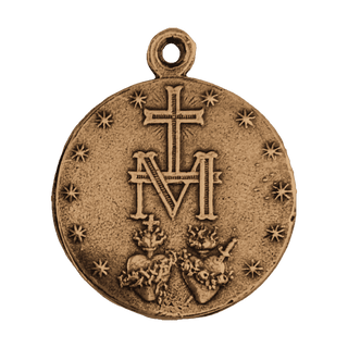 Vintage Bronze Miraculous Medal, Portuguese Inscription — reverse