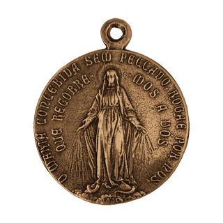 Vintage Bronze Miraculous Medal, Portuguese Inscription