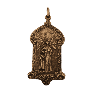 Vintage Bronze Guardian Angel and Child Medal