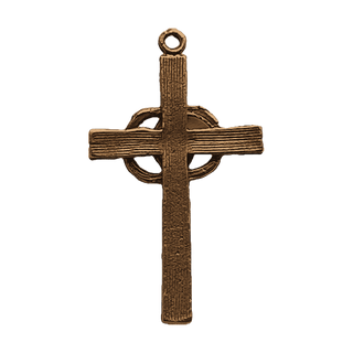 Vintage Bronze Wedding Rings Cross, Two Interlocking Bands — reverse