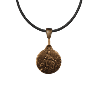 Vintage Bronze St. Roch Medal, Pilgrim with His Dog