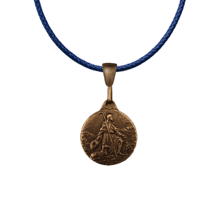 Vintage Bronze St. Roch Medal, Pilgrim with His Dog