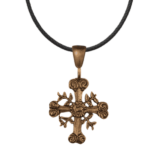 Vintage Bronze Branching Foliate Cross, Latin American