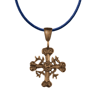 Vintage Bronze Branching Foliate Cross, Latin American