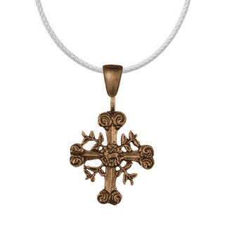 Vintage Bronze Branching Foliate Cross, Latin American