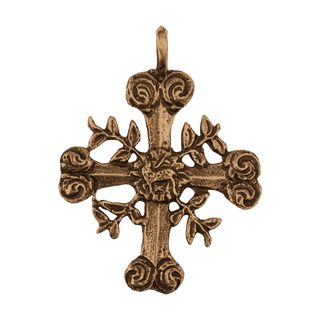 Vintage Bronze Branching Foliate Cross, Latin American