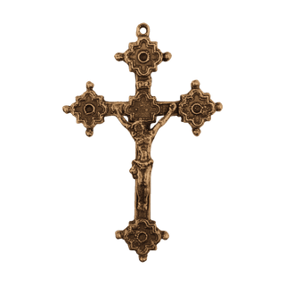 Vintage Bronze Gothic Crucifix with Quatrefoil Ends