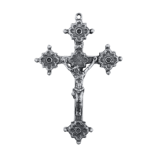 Vintage White Bronze Gothic Crucifix with Quatrefoil Ends