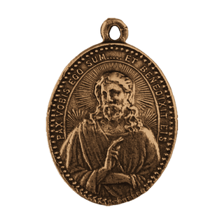 Vintage Bronze Jesus, Mary and Joseph Medal, Pax Vobis