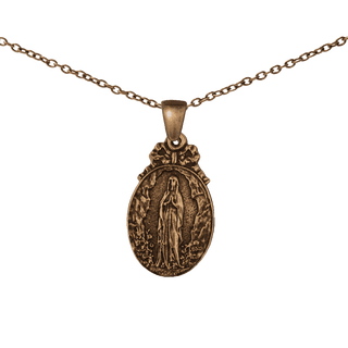 Vintage Bronze Pilgrimage of Rennes Medal with Grotto Virgin