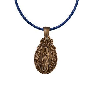 Vintage Bronze Pilgrimage of Rennes Medal with Grotto Virgin