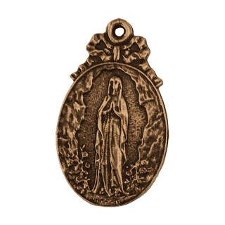 Vintage Bronze Pilgrimage of Rennes Medal with Grotto Virgin