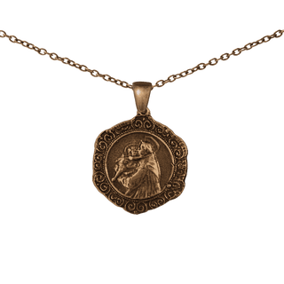 Vintage Bronze St. Anthony and the Infant Jesus, Lace Edge